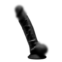 Фалоімітатор 17,7 см / 3,8 см Silexd Johnny Black реалістичний гнучкий з яєчками на присоску 
