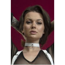 Чокер з колечком Шкіряний Feral Feelings Choker білий