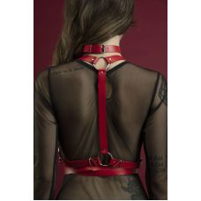 Портупея для женщин на грудь красная Feral Feelings Harness