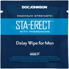 Пролонгуюча серветка для пеніса з феромонами Doc Johnson Sta-Erect Delay Wipe For Men