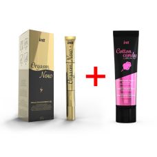 Подарунковий набір Intt для сексу: рідкий вібратор Orgasm Now 15 мл + мастило Cotton Candy 100 мл