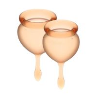 Менструальні чаші з мішечком для зберігання помаранчеві Satisfyer (Сатісфаер) Feel Good 15мл і 20мл