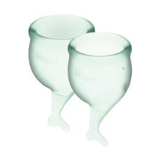 Менструальные чаши с мешочком для хранения салатовые Satisfyer (Сатисфаер) Feel Secure 15мл и 20мл