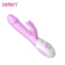 Вібратор-кролик з кліторальним відростком і підігрівом фіолетовий leten Alina 