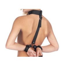 Фіксатори для шиї і рук з маскою на очі чорні Fetish Tentation