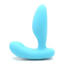 Вібропробка і масажер простати 2-в-1 KissToy Gordon блакитний з пультом ДУ гнучка ніжка