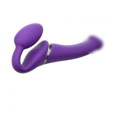 Безремневой страпон с вибрацией и пультом ДУ Strap-On-Me Vibrating Violet M диаметр 3,3см