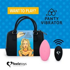 Вибратор в трусики с пультом ДУ розовый с сумочкой чехлом FeelzToys Panty Vibrator