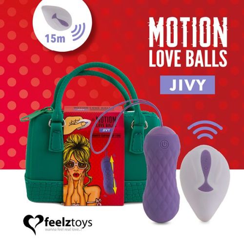 Вагинальные шарики с массажем и вибрацией с пультом ДУ фиолетовые FeelzToys Motion Love Balls Jivy
