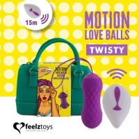Вагінальні кульки з масажем і вібрацією з пультом ДУ фіолетові FeelzToys Motion Love Balls Twisty