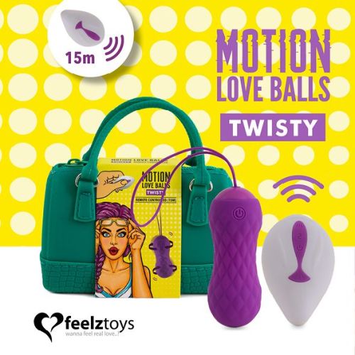 Вагинальные шарики с массажем и вибрацией с пультом ДУ фиолетовые FeelzToys Motion Love Balls Twisty