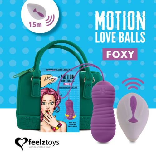 Вагинальные шарики с жемчужным массажем с пультом ДУ фиолетовые FeelzToys Motion Love Balls Foxy