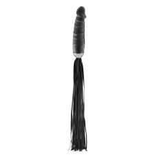 Флоггер с ручкой-дилдо 15/3,1 см для БДСМ чёрный Fetish Tentation Whip with Dildo Handle