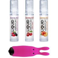Подарочный набор для секса Лубриканты 3 вкуса по 10 мл Amoreane Med и вибропули Adrien Lastic