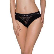Трусики з широкою резинкою і мереживом чорні passion PS001 PANTIES size S