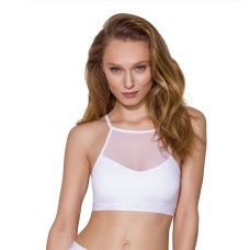 Спортивный топ с прозрачной вставкой белый Passion PS006 TOP size L