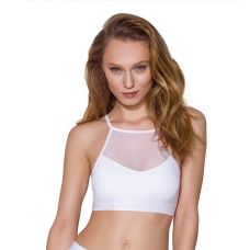 Спортивный топ с прозрачной вставкой белый Passion PS006 TOP size M