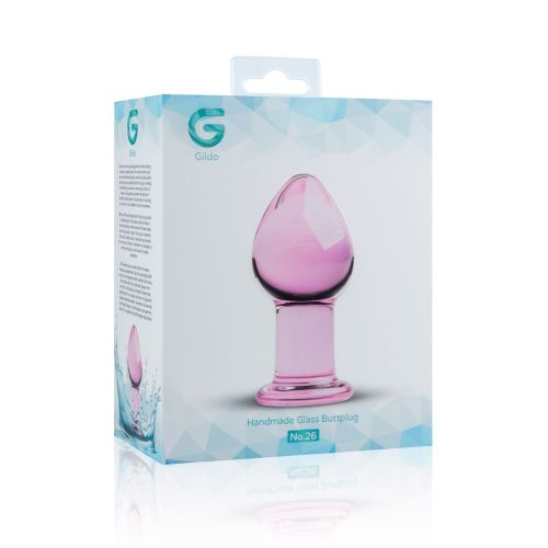 Розовая анальная пробка из стекла с функцией нагревания Gildo Pink Glass Buttplug No 27