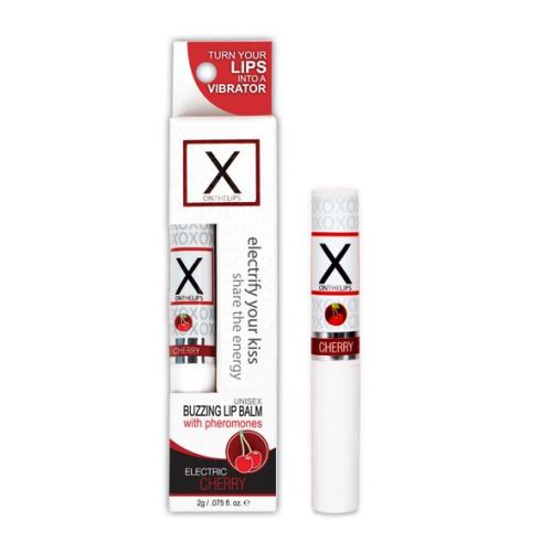 Стимулирующий бальзам для губ унисекс вкус и аромат вишня с феромонами Sensuva X on the Lips