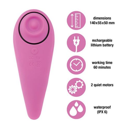 Вакуумный стимулятор для клитора и вагинальный вибратор 2 в 1 розовый FeelzToys FemmeGasm
