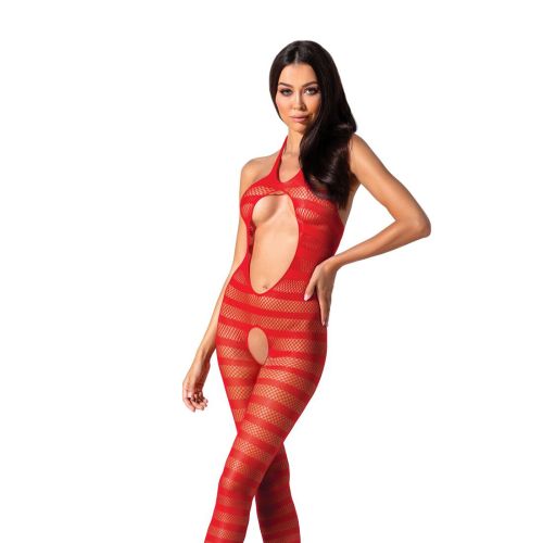 Бодистокинг эротический боди-комбинезон с доступом к интимным местам красный Passion BS081