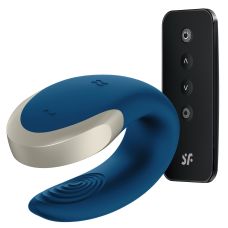 Смарт-вибратор 7,5/3 см для пар Satisfyer Double Love (Blue) с пультом Сатисфаер