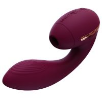 Вакуумный вагинально клиторальный вибратор бордовый Kistoy Tina Mini