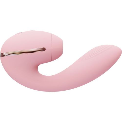 Вакуумный вагинально клиторальный вибратор розовый Kistoy Tina Mini