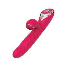 Вібратор кролик з вакуумною стимуляцією і обертовим стволом малиновий Kistoy A-King Max