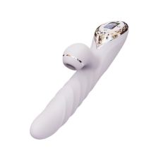 Вібратор кролик з вакуумною стимуляцією і обертовим стволом білий Kistoy a-King Max