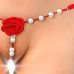 Сексуальные трусики с жемчугом и розочкой Art of Sex Aurora красные, размер XS-M Сексуальные трусики с жемчугом и розочкой Art of Sex Aurora красные, размер XS-M