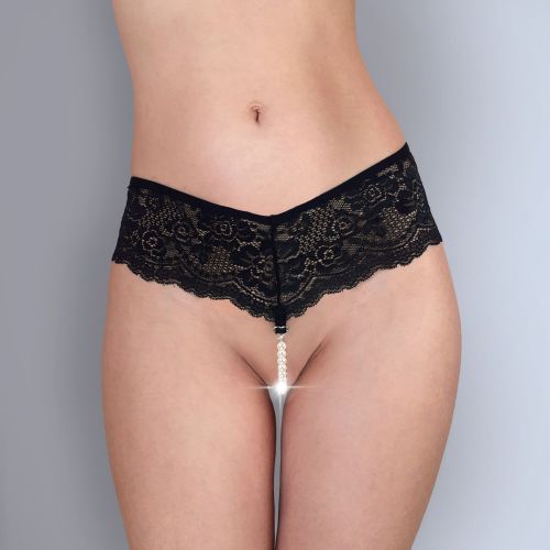 Сексуальные женские трусики Art of Sex Fabiana с жемчугом черные, размер XS-M