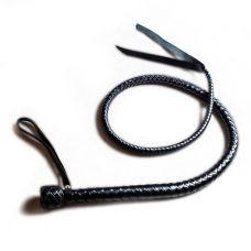 Батіг з руків'ям, натуральна шкіра, Колір Чорний, Довжина-120 см