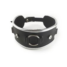 Нашийник для людей з натуральної шкіри зі стразами і кільцем Art of Sex Collar Ring