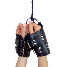 Манжеты для подвешивания за руки кожаные черные Art of Sex Kinky Hand Cuffs For Suspension