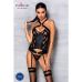 Сетчатый комплект с узором: корсет с халтером, подвязки, трусики Hima Corset черыный XXL/XXXL Passion Сетчатый комплект с узором: корсет с халтером, подвязки, трусики Hima Corset черыный XXL/XXXL Passion