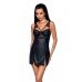 Бэби-долл из эко-кожи и кружева черный Passion Loona Chemise размер S/M