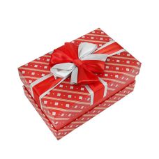 Подарочная коробка с бантом красно-белая L 28,5х21,5х12,8 см