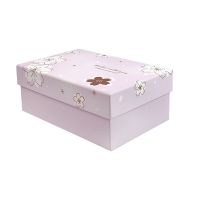 Подарочная коробка с цветами розовая L - 28.5х21.5х11 cм