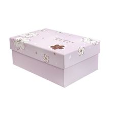 Подарочная коробка с цветами розовая S - 22.5х15.5х9 cм