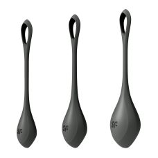 Набор вагинальных шариков йони бусин Satisfyer Yoni Power 2 черные диаметр 2-2,5-3 см, вес 22-44-73 гр