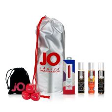 Набір для двох Персиковий десерт 3 смакові мастила System JO, вібропуля, кубик з позами