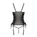 Сетчатый корсет из эко-кожи черный Passion Malwia Corset S/M с люверсами и съемными пажами  Сетчатый корсет из эко-кожи черный Passion Malwia Corset S/M с люверсами и съемными пажами