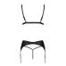 Комплект нижньої білизни з еко-шкіри чорний passion Miley Set L / XL трусики, бюстгальтер, пояс для панчіх