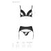 Комплект нижнего белья из эко-кожи черный Passion Miley Set XXL/XXXL трусики, бюстгальтер, пояс для чулок  Комплект нижнего белья из эко-кожи черный Passion Miley Set XXL/XXXL трусики, бюстгальтер, пояс для чулок