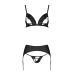 Комплект нижнего белья из эко-кожи черный Passion Miley Set XXL/XXXL трусики, бюстгальтер, пояс для чулок  Комплект нижнего белья из эко-кожи черный Passion Miley Set XXL/XXXL трусики, бюстгальтер, пояс для чулок