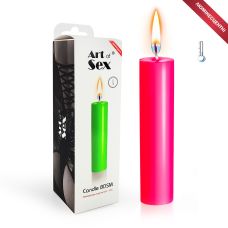 Розовая свеча низкотемпературная, люминесцентная для игр с воском Art of Sex size M 15 см