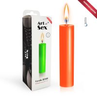 Оранжевая низкотемпературная, люминесцентная свеча восковая для ролевых игр Art of Sex size M 15 см