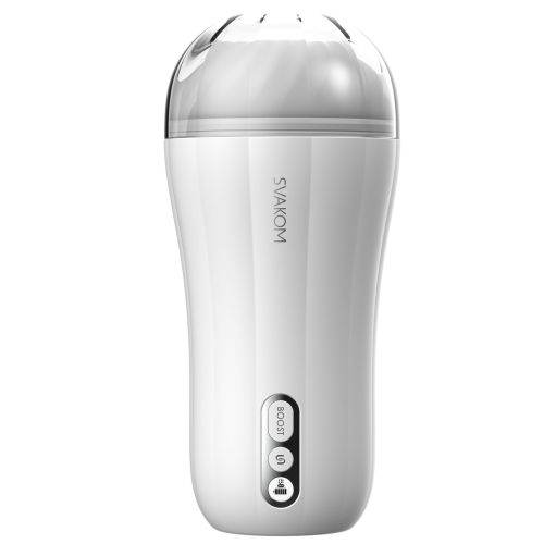 Силиконовый мастурбатор с вибрацией и функцией Boost белый Svakom Robin LED экран