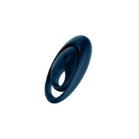 Силиконовое эрекционное кольцо для члена и мошонки с вибростимуляцией клитора синее Satisfyer Glorious